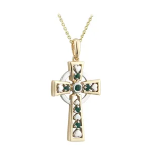14K Gold Emerald Celtic Cross