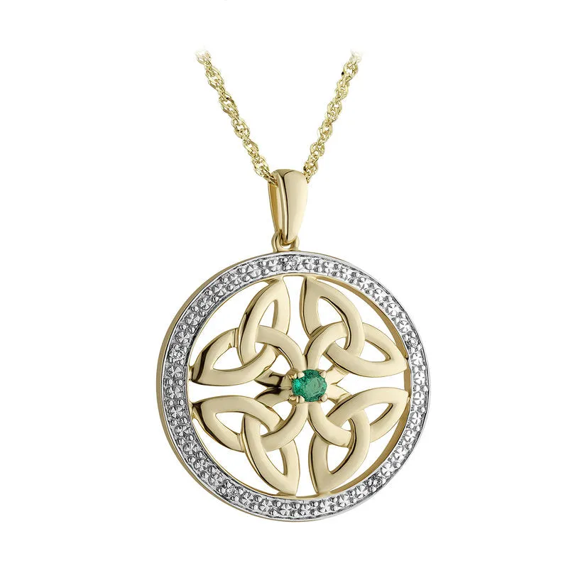 14k White Yellow Gold Diamond Trinity Pendant