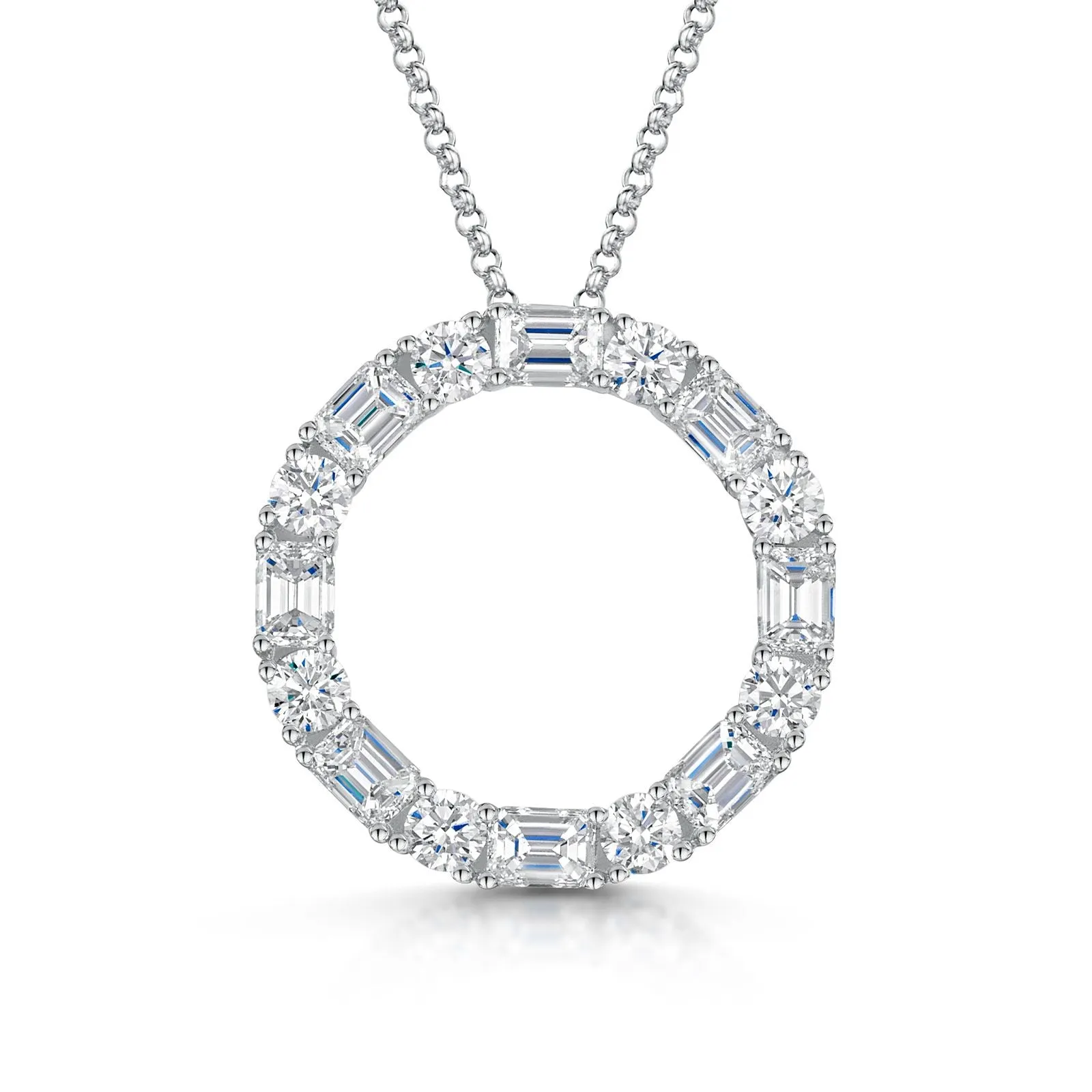 18ct White Gold Emerald & Brilliant-Cut Diamond Polo Necklace 2.80ct