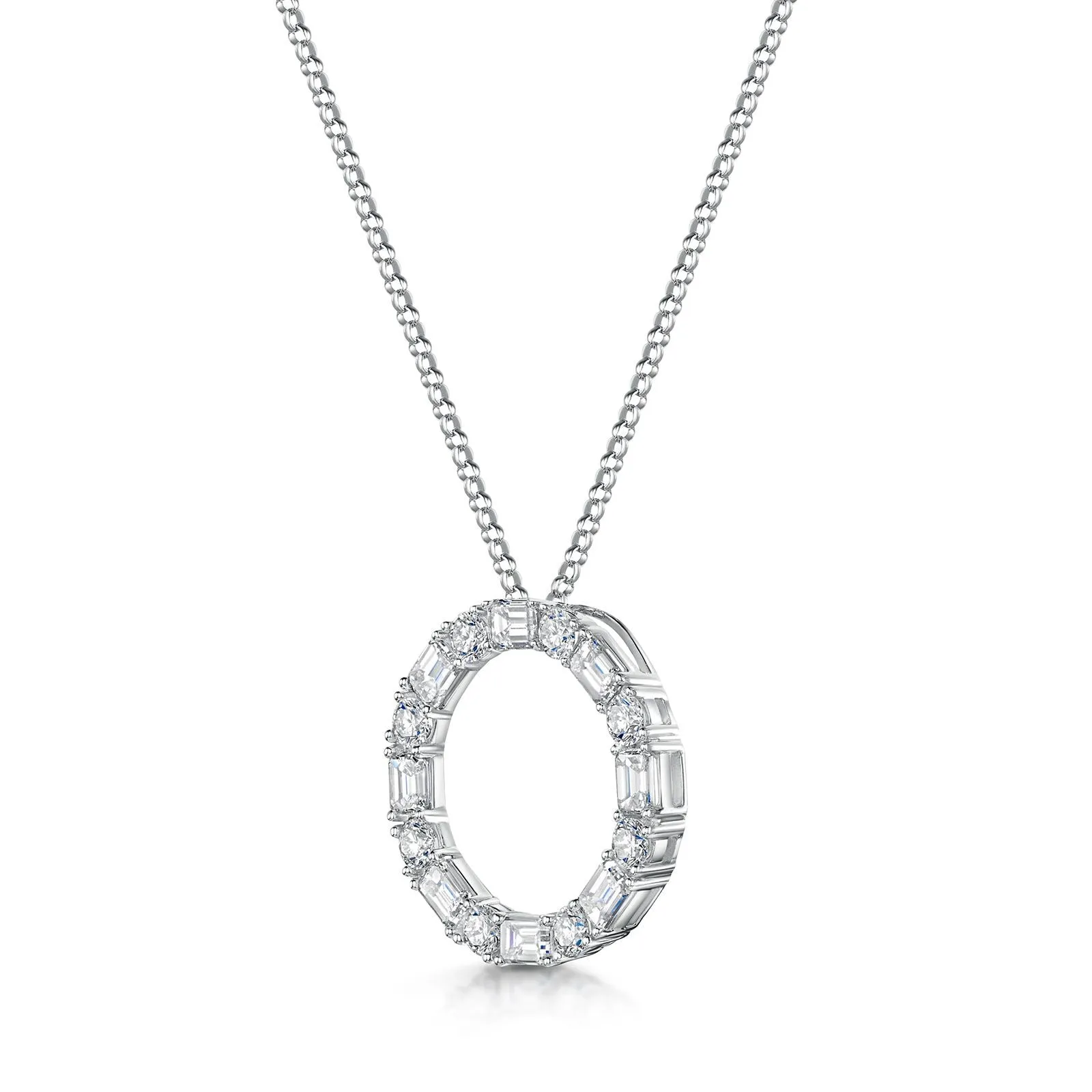 18ct White Gold Emerald & Brilliant-Cut Diamond Polo Necklace 2.80ct