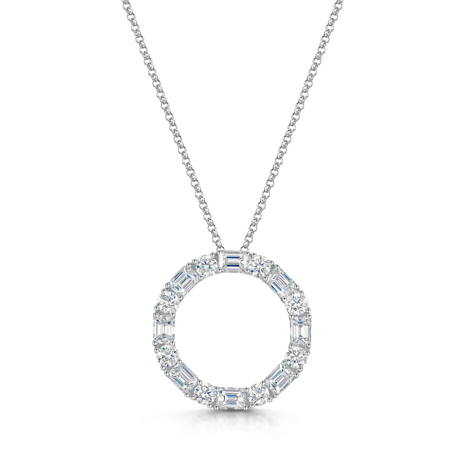 18ct White Gold Emerald & Brilliant-Cut Diamond Polo Necklace 2.80ct