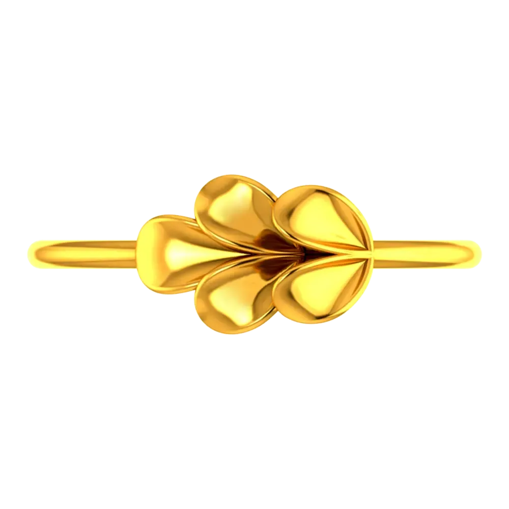 18k Gold Ring With A Leaf Design On Top