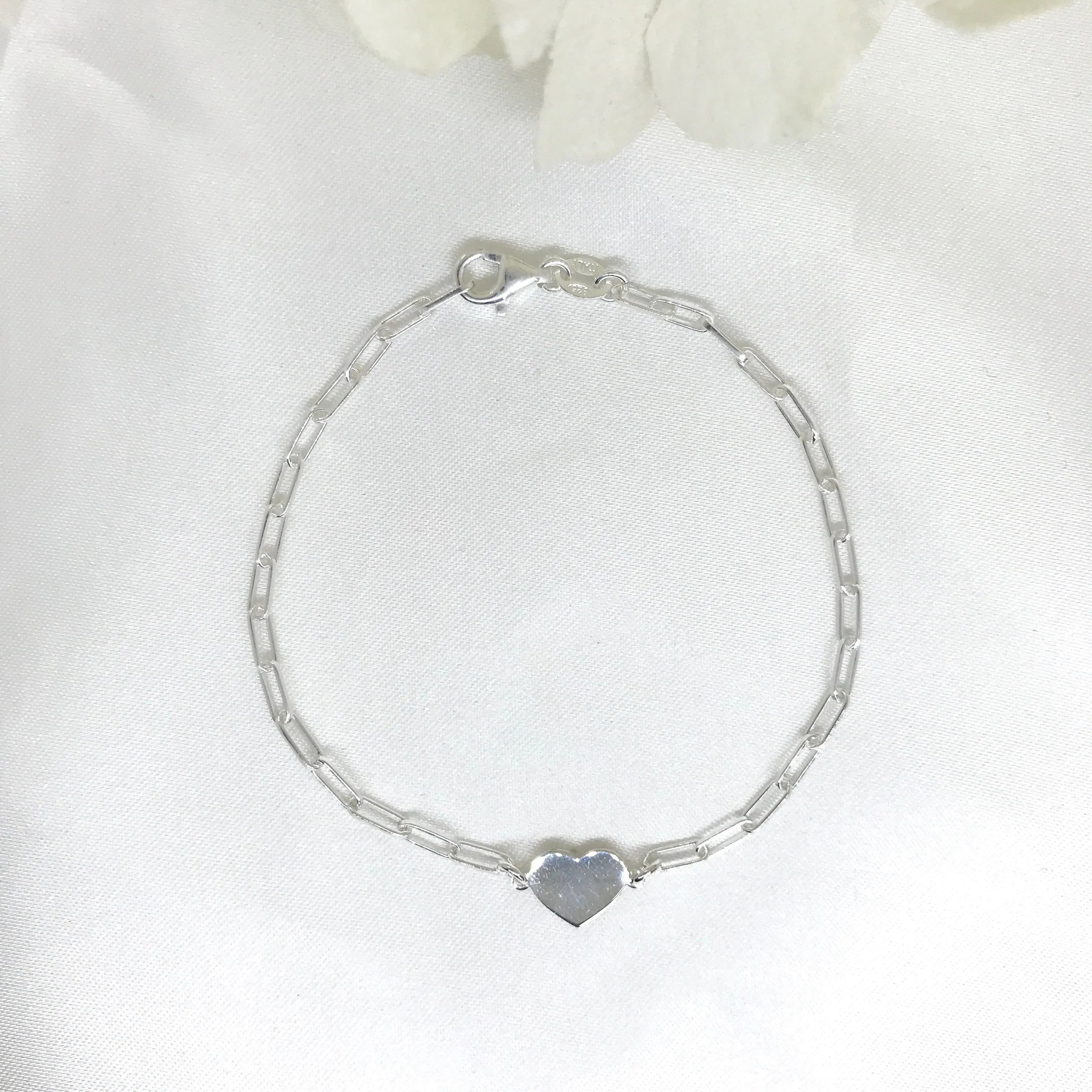 18k/925 Vermeil Paperclip with Engravable Heart bracelet