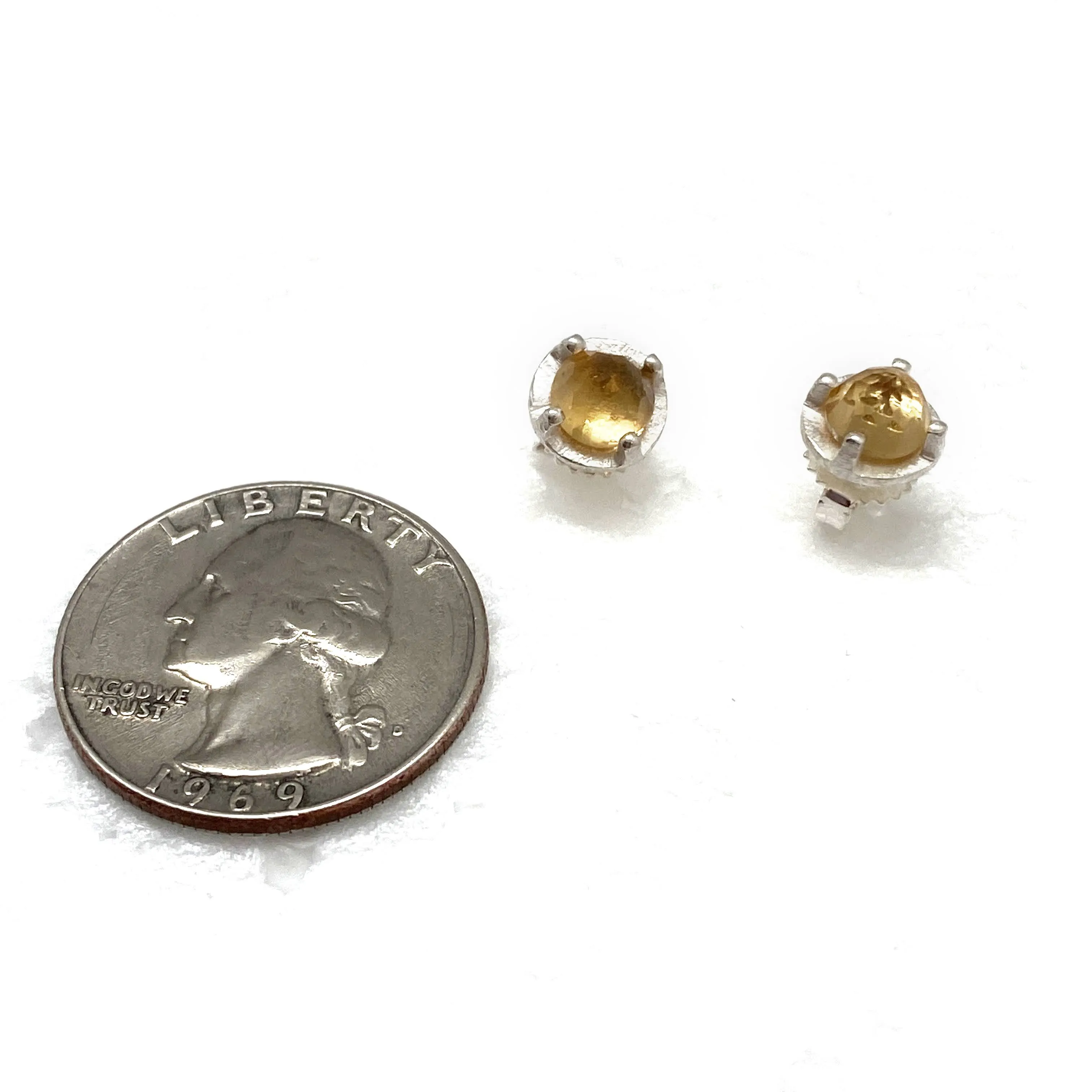 Carved Studs - Citrine