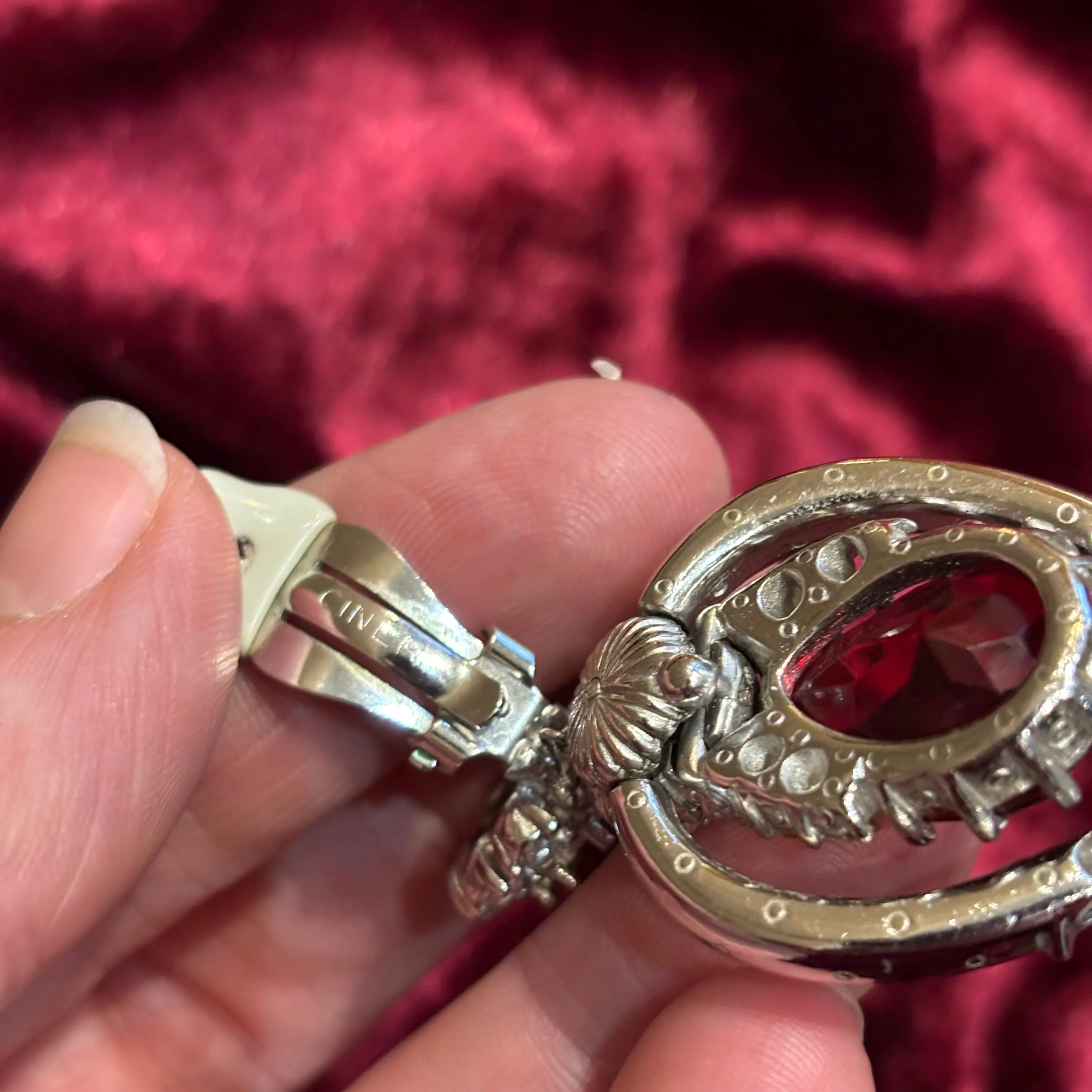 Ciner Red and cristal statement wow earrings