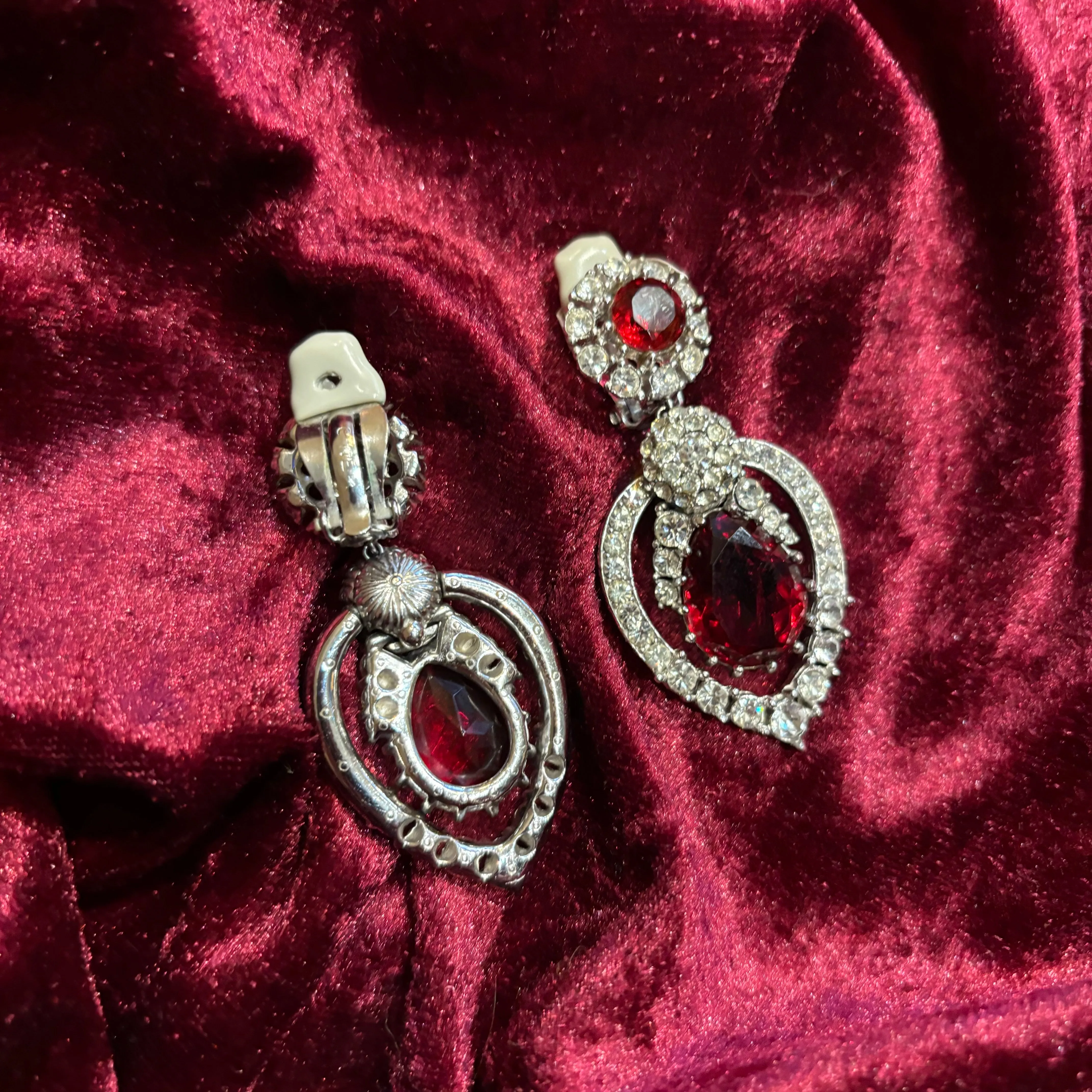 Ciner Red and cristal statement wow earrings