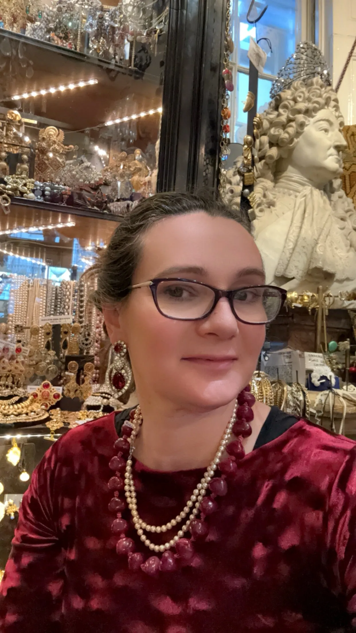 Ciner Red and cristal statement wow earrings