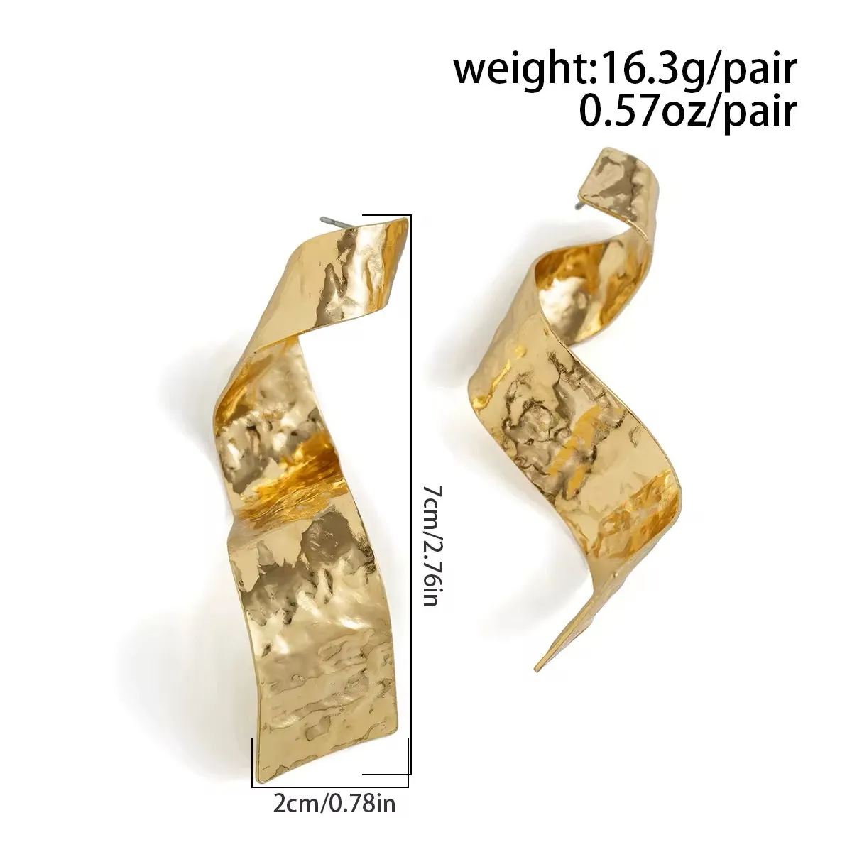 Creative Metal Thick Wave Shaped Drop Earrings