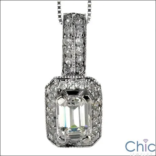 Cubic Zirconia Cz 1.5 TCW Emerald Pave Ct Bail Pendant