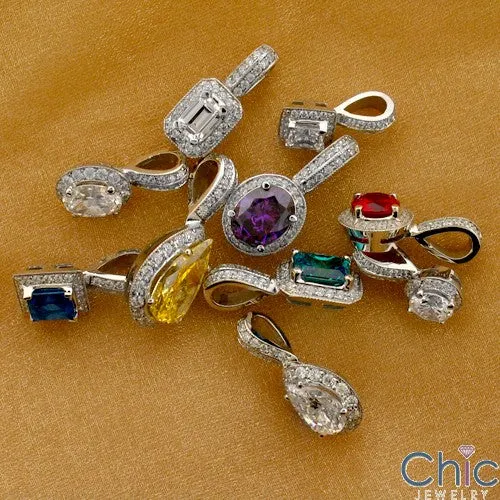 Cubic Zirconia Cz 1.5 TCW Emerald Pave Ct Bail Pendant