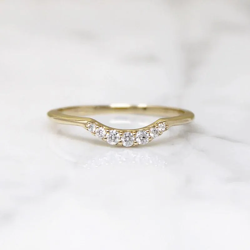 Curved Diamond Band in Recycled Gold
