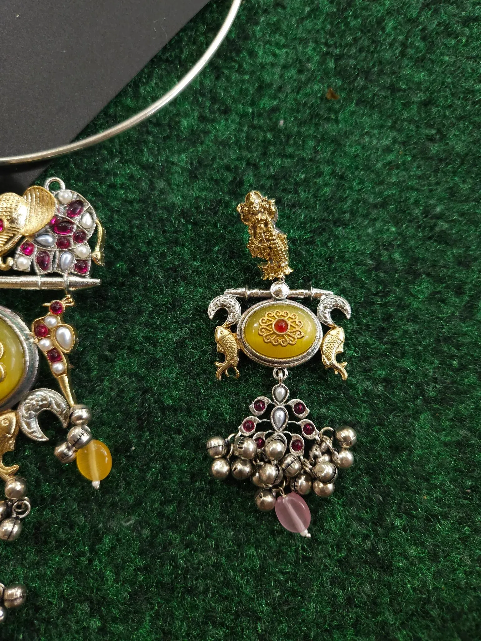 Designer Fusion SLA Dual Tone Yellow Elephant Bohemian Hasli Necklace Mala