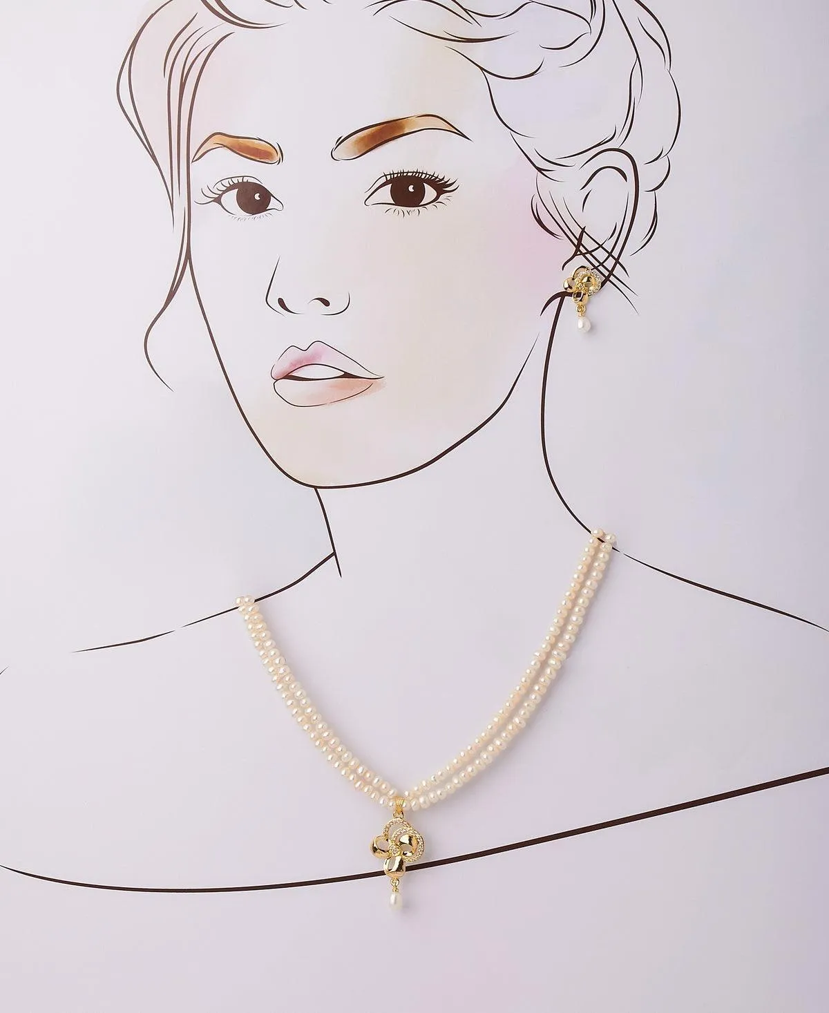 Fancy Stone Studded Pendant Set
