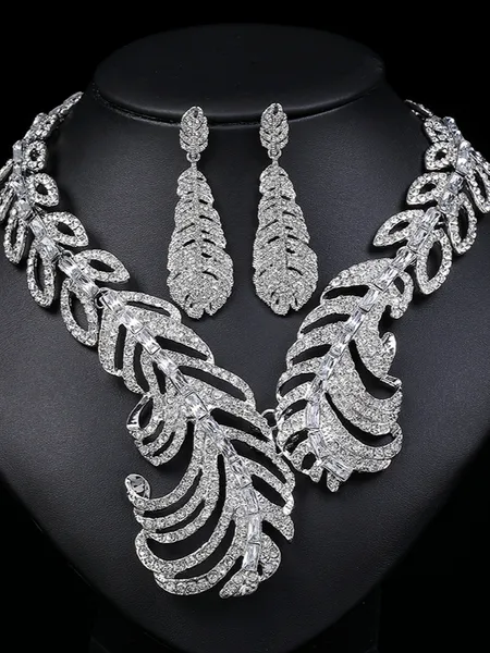 Feather Shape Necklace Earring Set