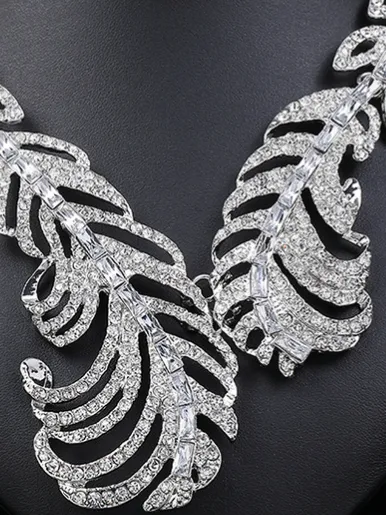 Feather Shape Necklace Earring Set
