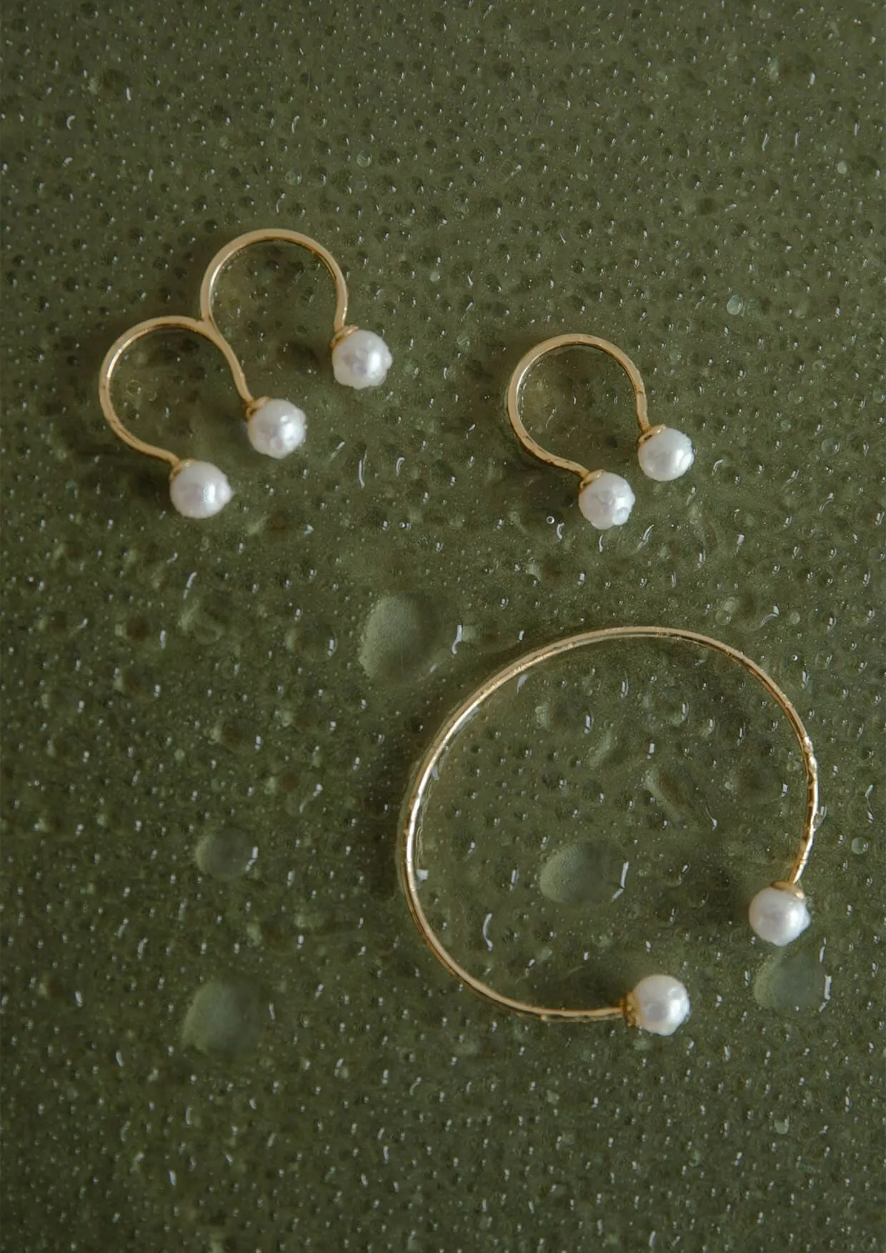 Filo Di Luna Pearl Gold Double Ring