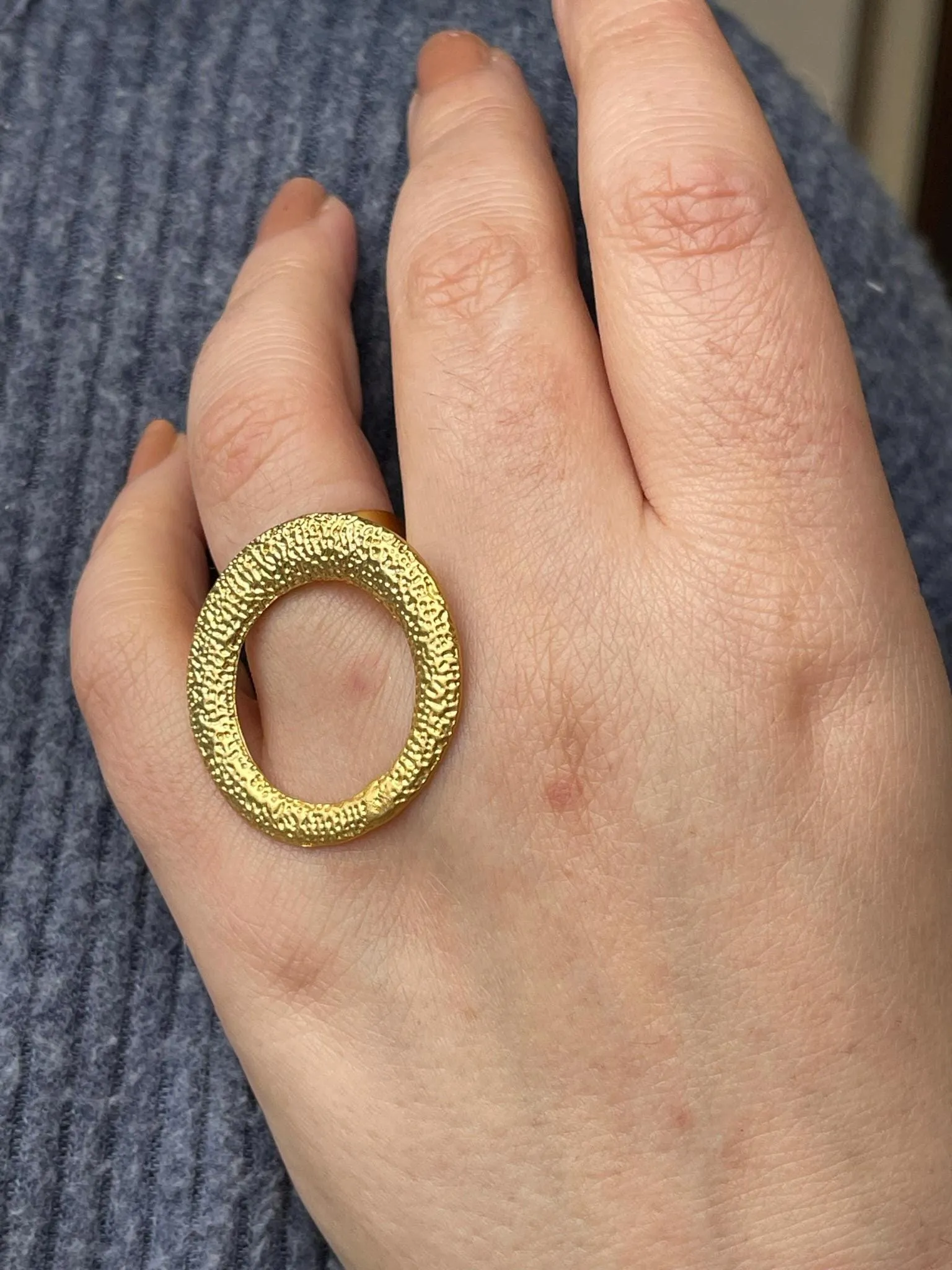 Gold Plated Circle Ring - Minimalist Chunky Geometric Adjustable Jewelry
