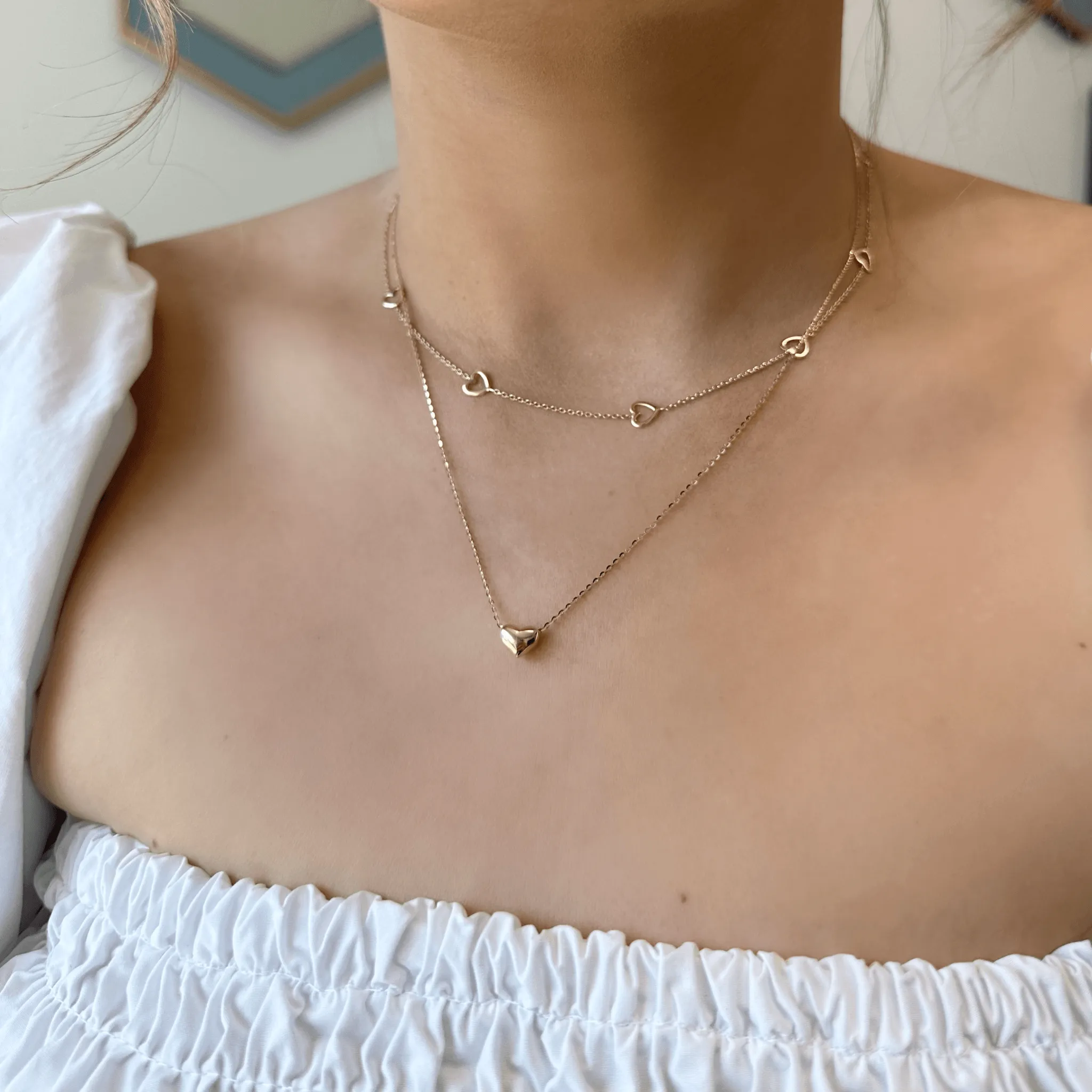 Gold Puffy Heart Necklace