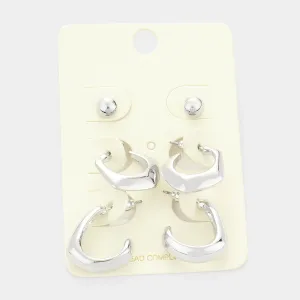 iLLASPARKZ 3Pairs - Metal Round Geometric Earrings
