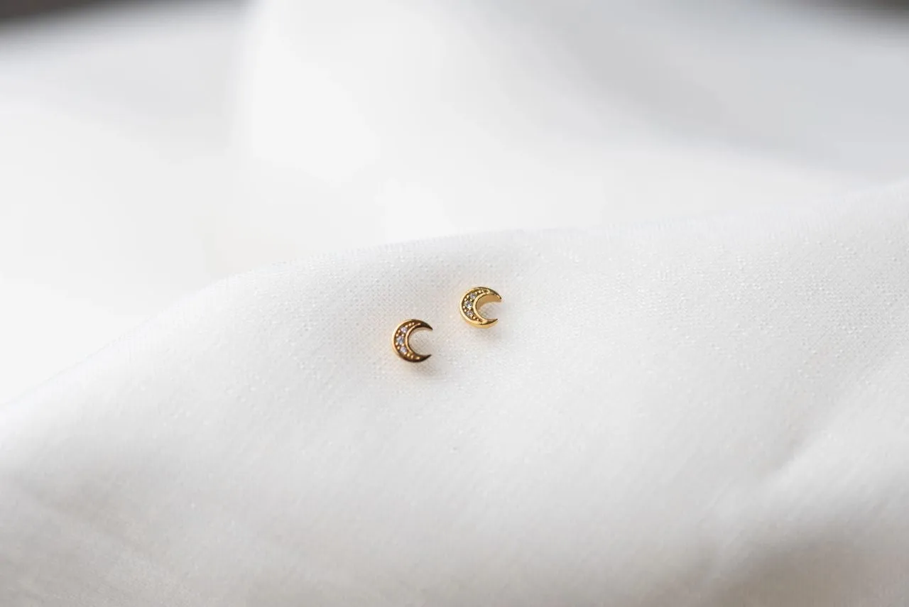 Mini Moon Crystal Studs