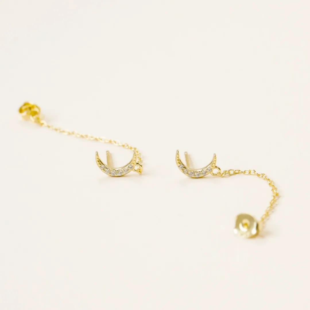 Moon Chain Huggies