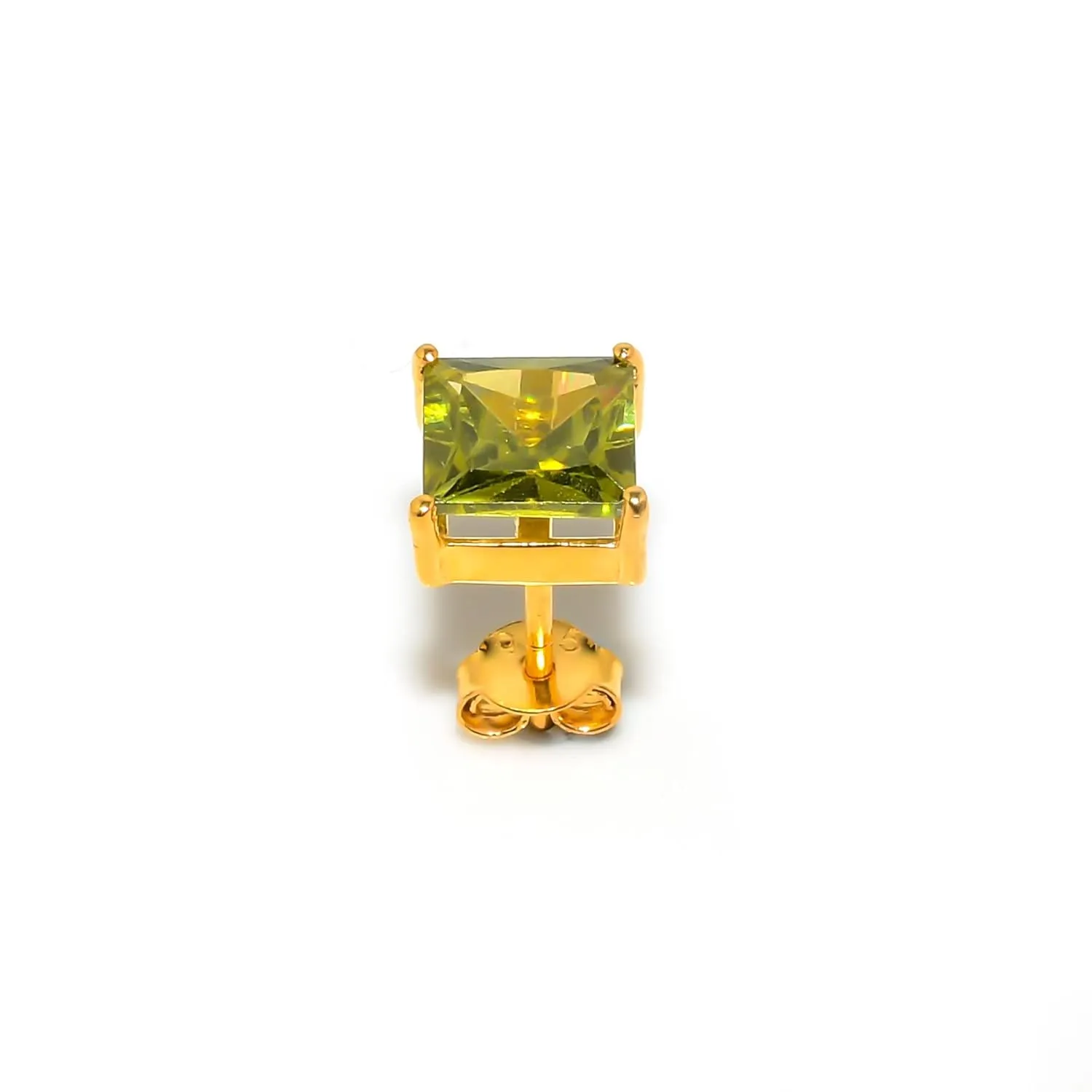 Peridot Gemstone Earrings For Men 925 Sterling Silver Ear Cuff Stud for Male Designer's Men's Jewelry (Silver, 2 piece)