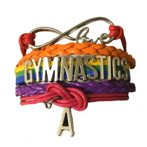 Personalized Gymnastics Bracelet with Letter Charm- Girls Gymnastics Charm Bracelet- Gymnastics Jewelry for Gymnast, Gymnastic Coaches & Teams