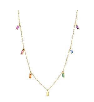 Rainbow Baguette Necklace