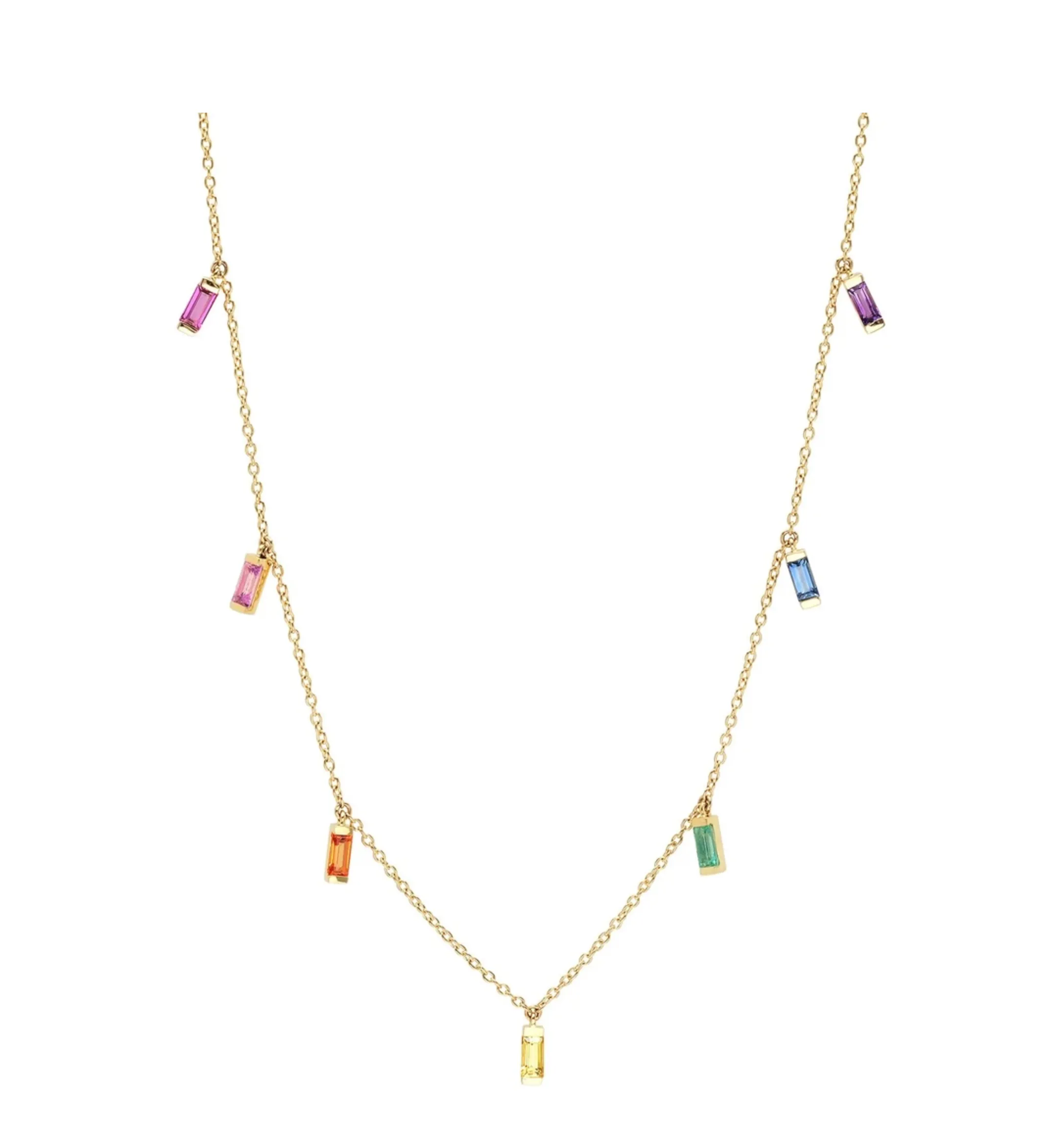 Rainbow Baguette Necklace