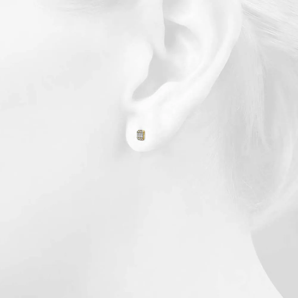 Regal Symmetry Diamond Stud Earrings Encased in 18k Gold