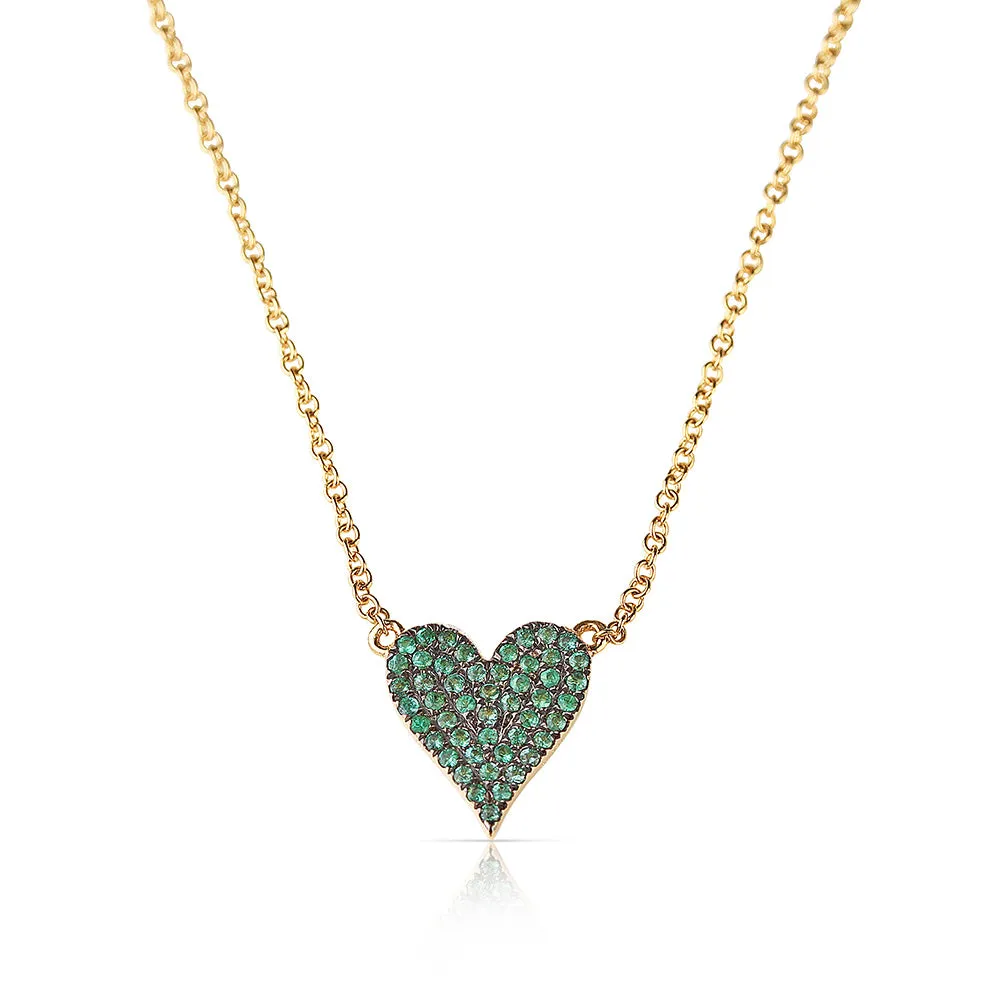 REVERSIBLE WHITE DIAMOND AND EMERALD HEART NECKLACE