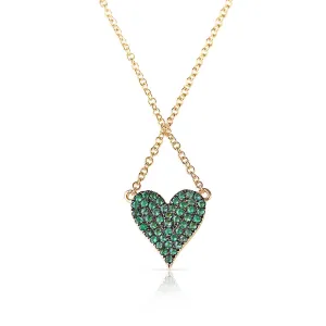 REVERSIBLE WHITE DIAMOND AND EMERALD HEART NECKLACE
