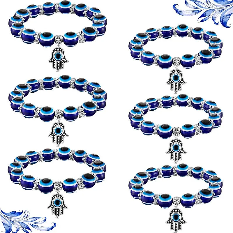 Set of 6 Blue Evil Eye Bracelet