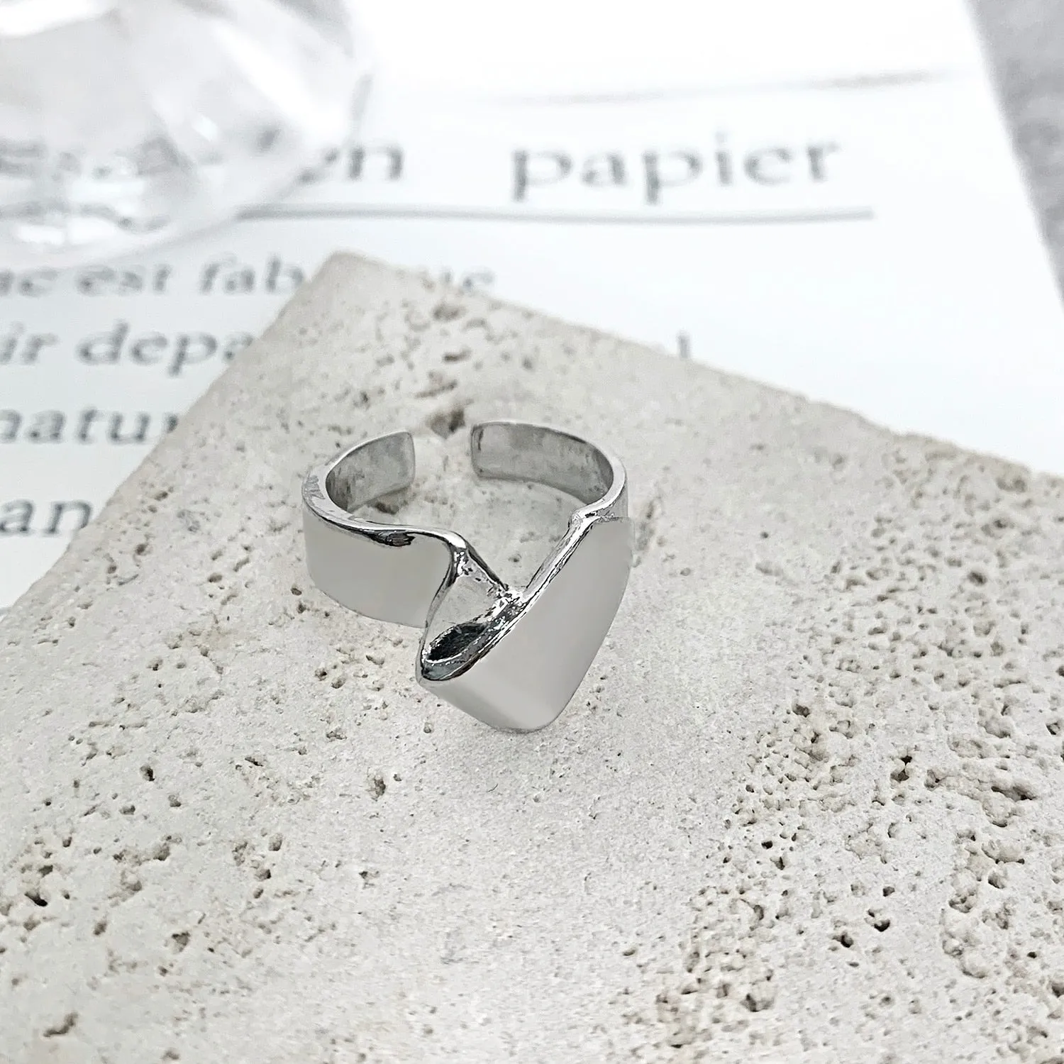 Silver Color Minimalist Irregular Twined Finger Rings