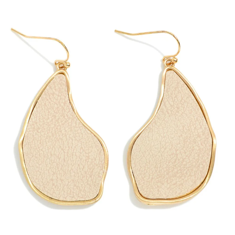 Tan Vegan Leather Geometric Earrings