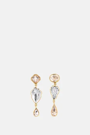 Three Charm Vintage Crystal Earrings