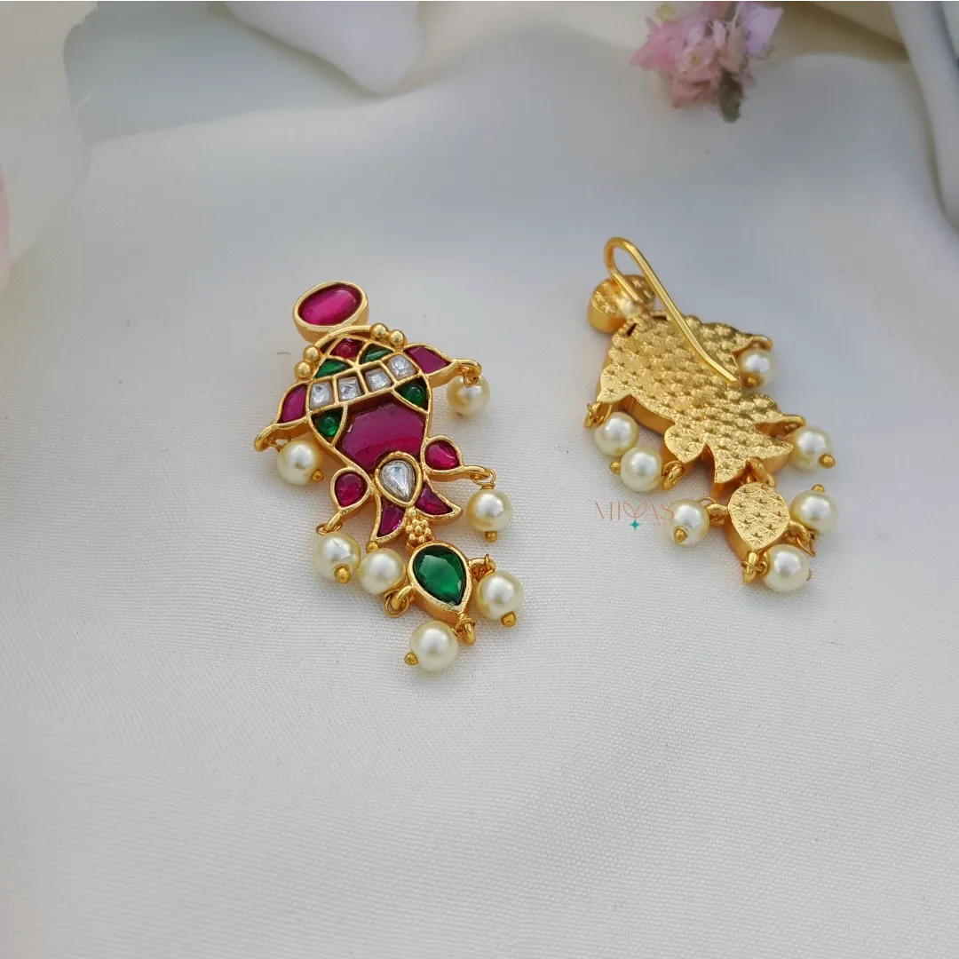 Trendy Fish Design Kundan Jadau Earring - Multi