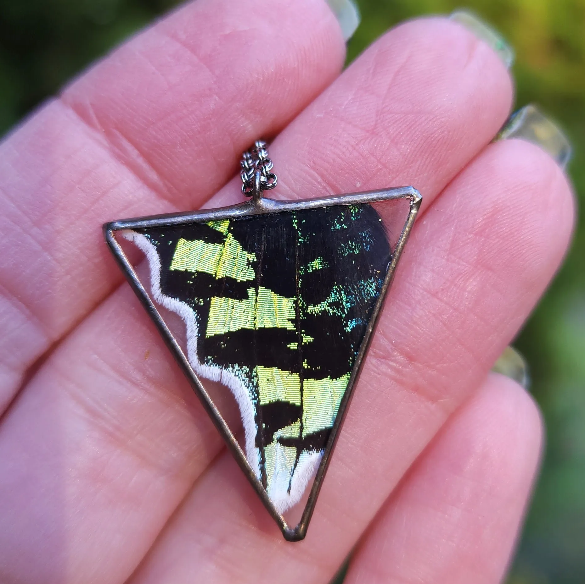 Urania Emerald Moth Isosceles Necklace