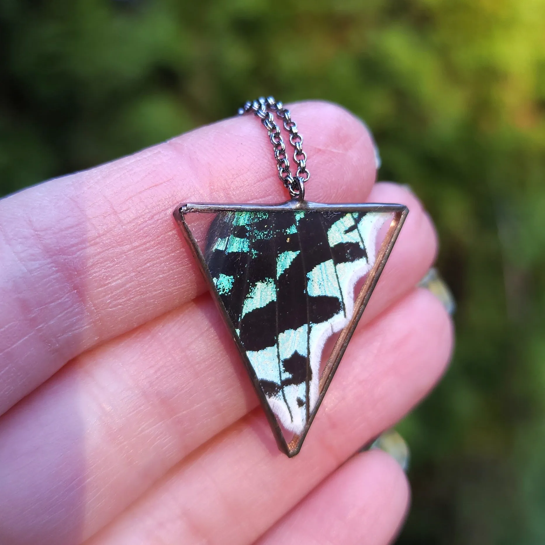 Urania Emerald Moth Isosceles Necklace